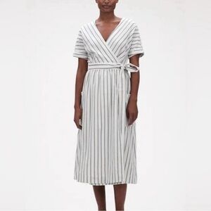 Striped Linen Wrap Gap Dress